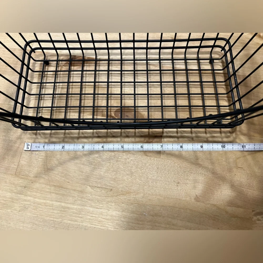 Set of 2 Black Wire Storage Baskets Stackable
